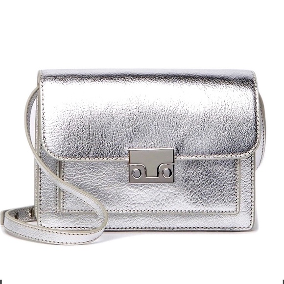 Loeffler Randall Handbags - LOEFFLER RANDALL Mini Silver Metallic Leather Crossbody Bag
